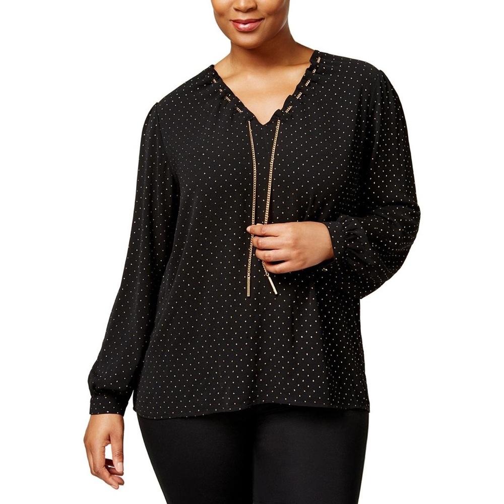 Michael Kors Glitter Polka Dot Chain Blouse
